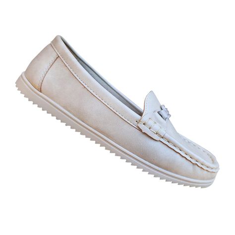 Mocasin Clasico Para Mujer Suela Baja Comoda Beige 7462-0