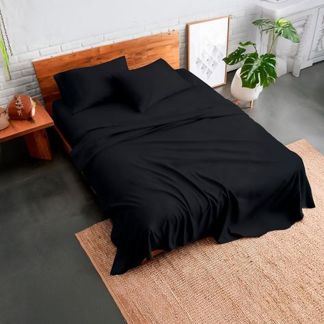 Juego de sabanas algodon 800 hilos Negro Premium 2.5 Plazas + Fundas-1