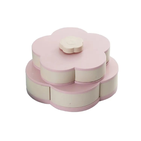 Dispensador Flor De Picoteo 10 pétalos , Dos Capas Giratorio Doble, Rosado-0