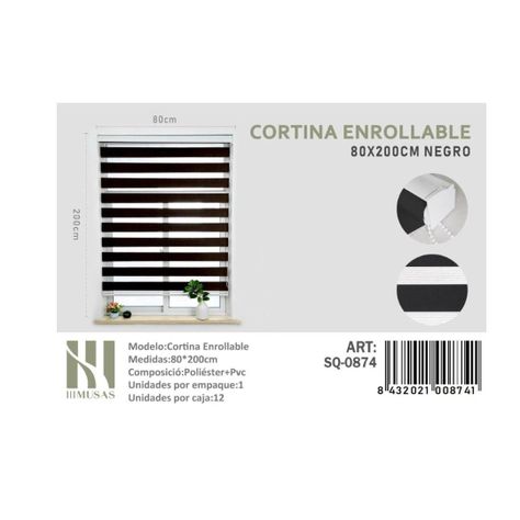 Cortina Roller Lisa Color (duo) 80*200cm Color negro -0