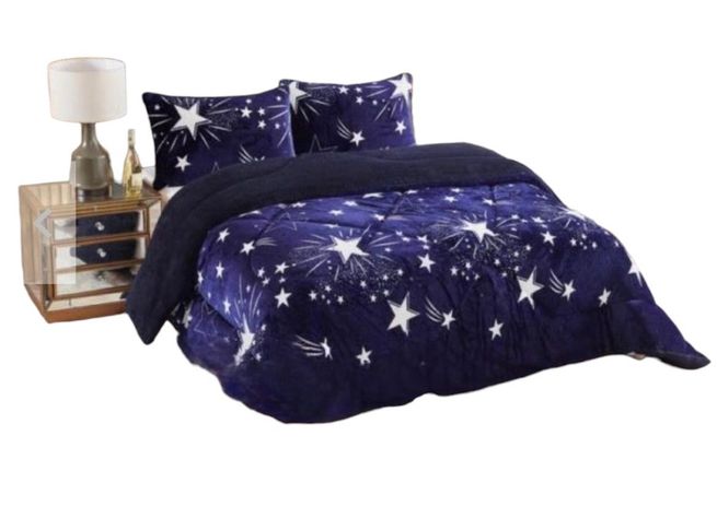 chiporro plush diseño de estrellas 2 plazas + dos fundas-1