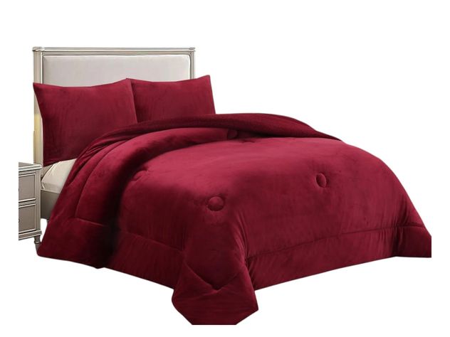 COBERTOR DE INVIERNO PLUSH LISO 2 PLAZAS ROJO-0