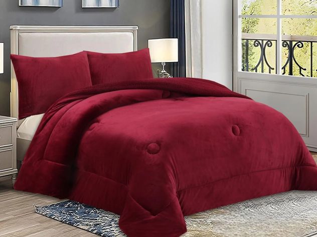 COBERTOR DE INVIERNO PLUSH LISO 2 PLAZAS ROJO-1