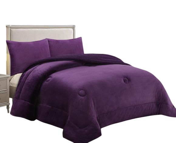 COBERTOR DE INVIERNO PLUSH LISO 2 PLAZAS MORADO-0