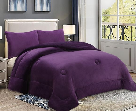 COBERTOR DE INVIERNO PLUSH LISO 2 PLAZAS MORADO-1