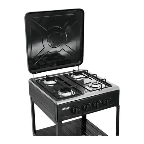Cocina Encimera con patas A Gas 4 Quemadores Con Repisas Color Negro -1