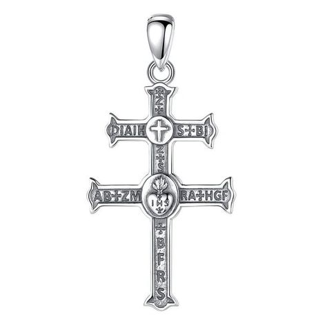 Colgante Cruz de Lorena en plata fina 950, con cadena-0