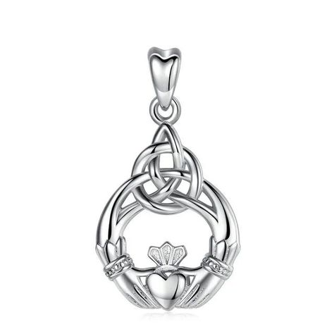 Colgante claddagh con nudo celta en plata fina 950-0