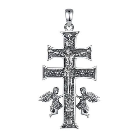 Colgante cruz de caravaca full definición en plata fina 950-0
