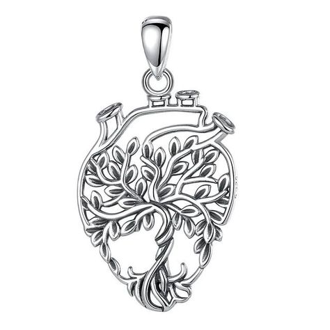 Colgante de corazón árbol de la vida en plata fina 950-0