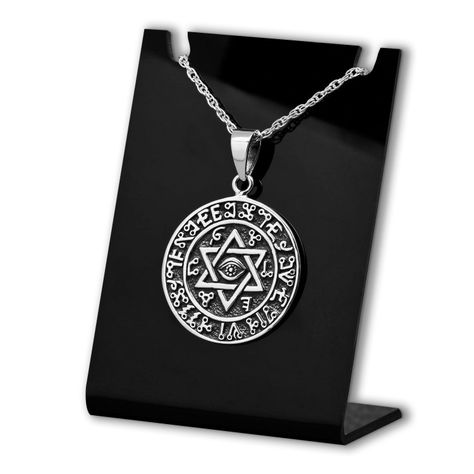 Colgante Sello Salomón Hexagrama Kabbalah Protección en plata fina 925-0