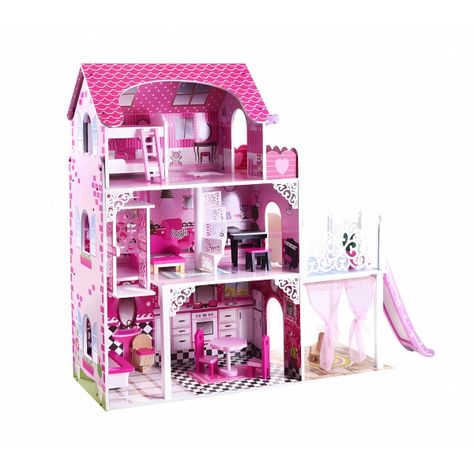 Casa Muñeca De Madera 3 Pisos Con Resbalin-1