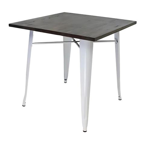 Mesa Comedor Tolix/ Base De Madera/ Blanca/ 80x80 Cm/-0