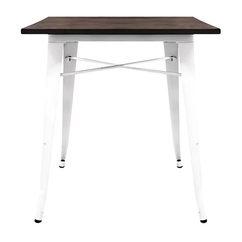 Mesa Comedor Tolix/ Base De Madera/ Blanca/ 80x80 Cm/-1
