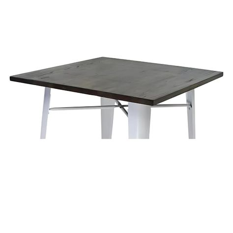 Mesa Comedor Tolix/ Base De Madera/ Blanca/ 80x80 Cm/-2