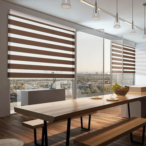 Cortina Roller Zebra Blackout 150x240cm - Café-1