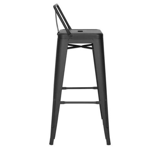 Pack 4 Pisos Taburetes Tolix 66 Cm, Base Madera Oscura- Negro-1