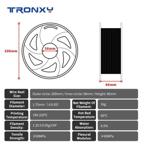 Filamento 3d Pla Tronxy De 1.75mm Y 1kg Rojo-3