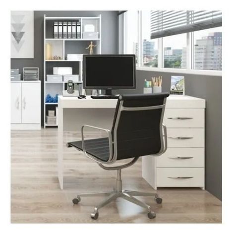 Escritorio 4 Cajones Mdf , Blanco-2