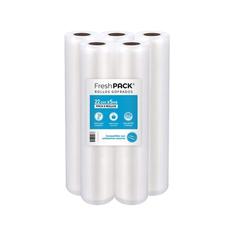 5 Rollos Vacio 22cm X 5mts Para Selladora Casera-0