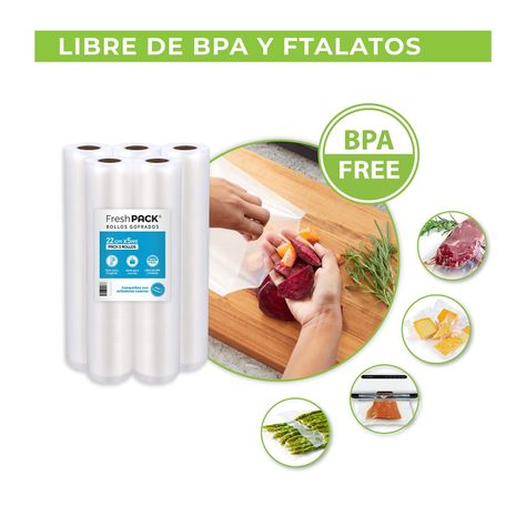 5 Rollos Vacio 22cm X 5mts Para Selladora Casera-2