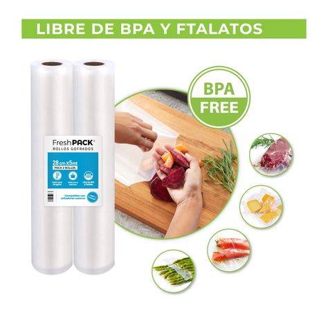 2 Rollos Vacio 28cm X 5mts compatible con Freshpack Oster y otras-2