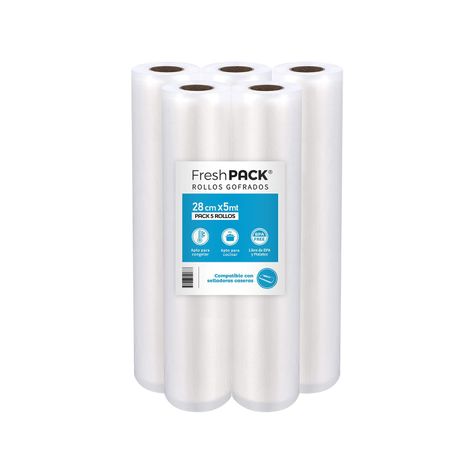 5 Rollos Vacio 28cm X 5mts Para Selladora Casera-0