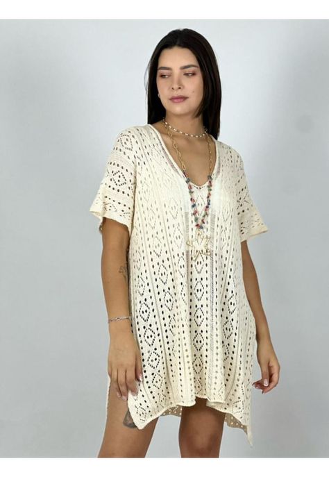 Polera Italiana Tejida Diseño Rombos Beige-0