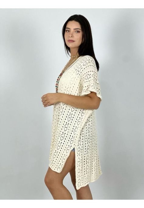 Polera Italiana Tejida Diseño Rombos Beige-1