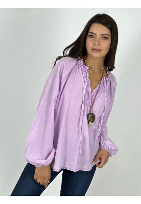 Polera Italiana cuello V Lila-0