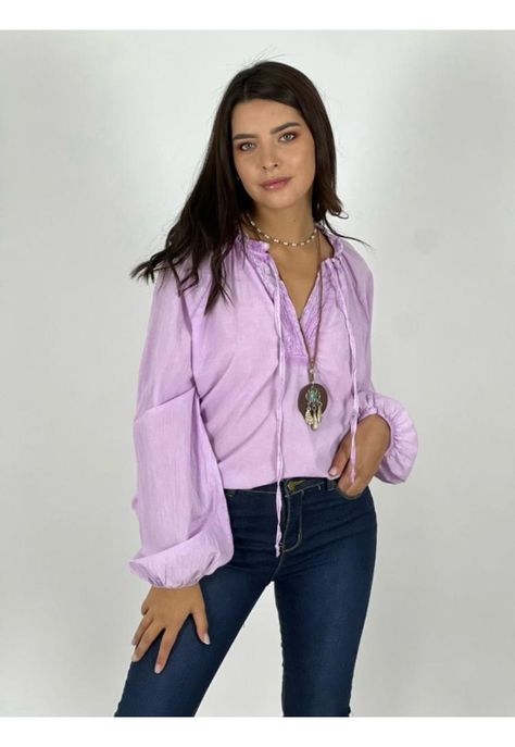 Polera Italiana cuello V Lila-1