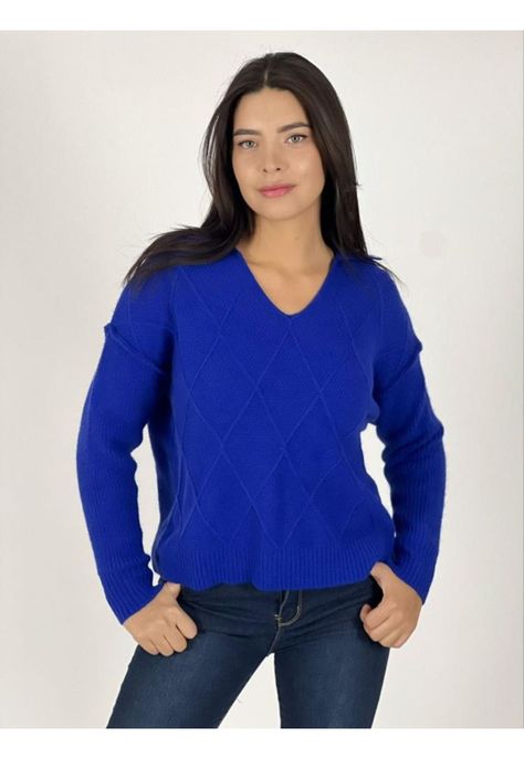 Sweater Cuello Pique Azul-0