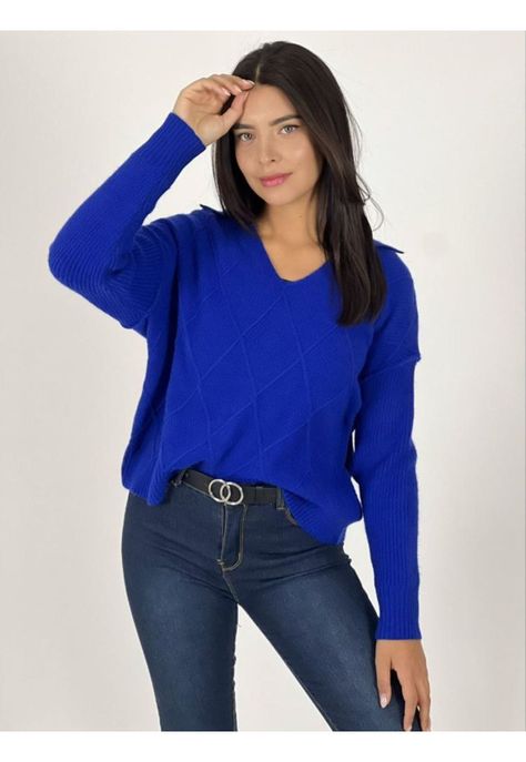 Sweater Cuello Pique Azul-1