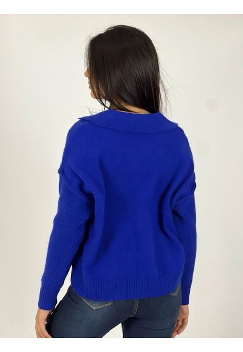 Sweater Cuello Pique Azul-2