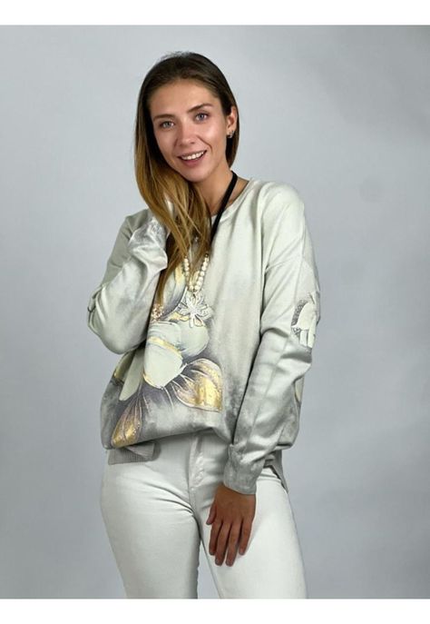 Sweater Spandex Estampado Flor con Brillo-0