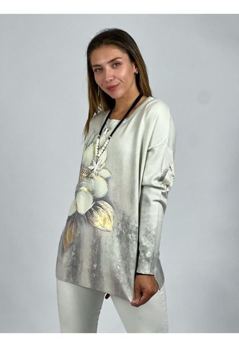 Sweater Spandex Estampado Flor con Brillo-1
