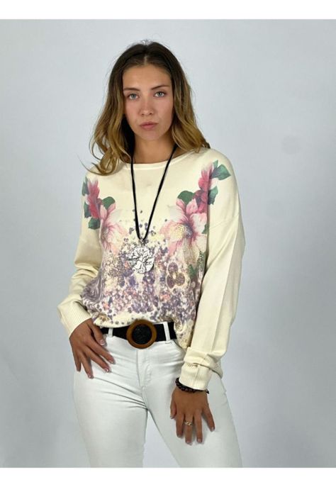 Sweater Spandex Flores Estampadas-1