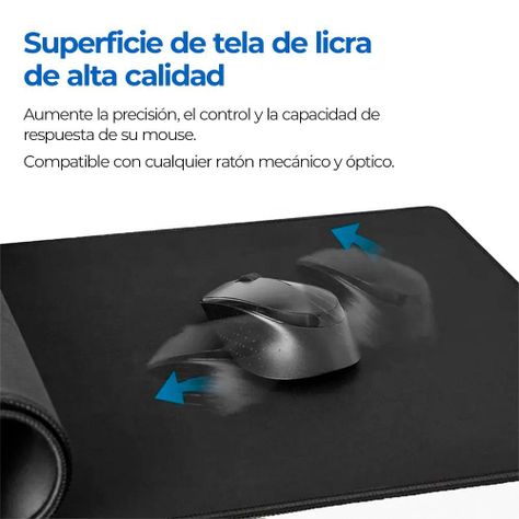 Mouse Pad Kronos XXL Borde Cosido 60x30cm Espesor 4mm, Negro-3