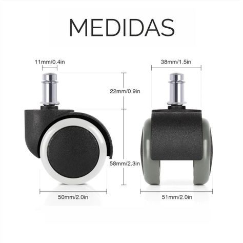 Ruedas Para Silla Escritorio Tipo Roller Set 5 Universales – gris-1