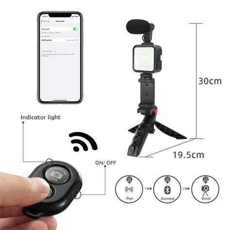 Kit De Grabacion Estabilizador Luz Led Y Micrófono-2