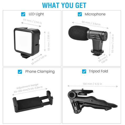 Kit De Grabacion Estabilizador Luz Led Y Micrófono-4