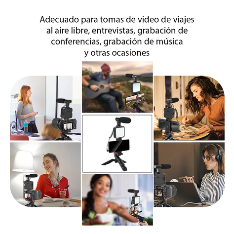Kit De Grabacion Estabilizador Luz Led Y Micrófono-5