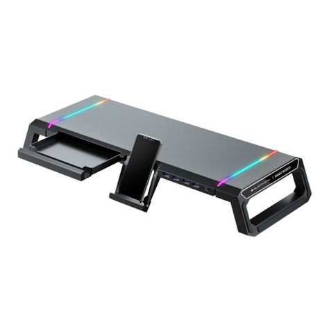 Soporte Base Organizador RGB para Monitor, notebook, incluye 4 puertos USB 3.0-0
