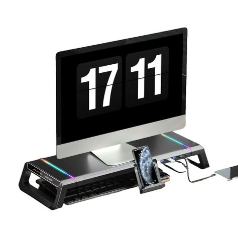 Soporte Base Organizador RGB para Monitor, notebook, incluye 4 puertos USB 3.0-2