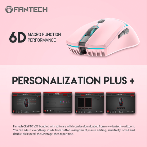Mouse Gamer Progamable Fantech Crypto VX7 Sakura, 8.000 DPI-6