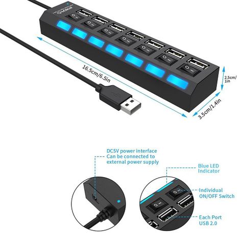 Hub 7 puertos USB 2.0 con interruptores individual-2