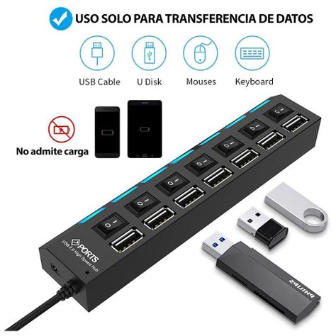 Hub 7 puertos USB 2.0 con interruptores individual-6