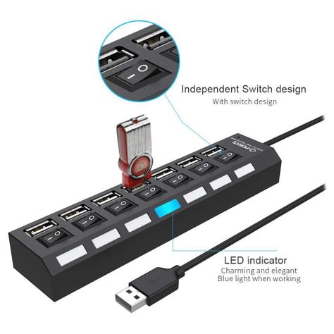 Hub 7 puertos USB 2.0 con interruptores individual-1