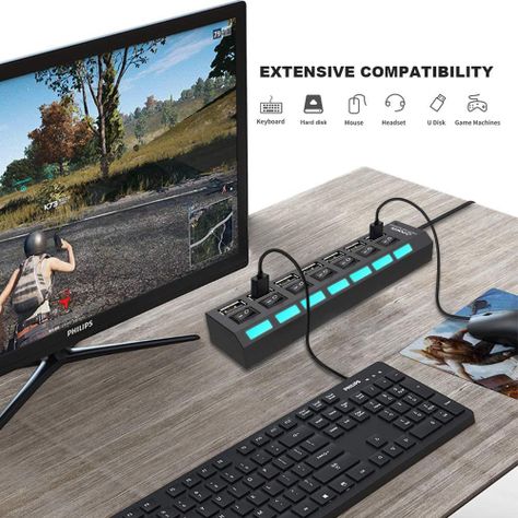 Hub 7 puertos USB 2.0 con interruptores individual-5