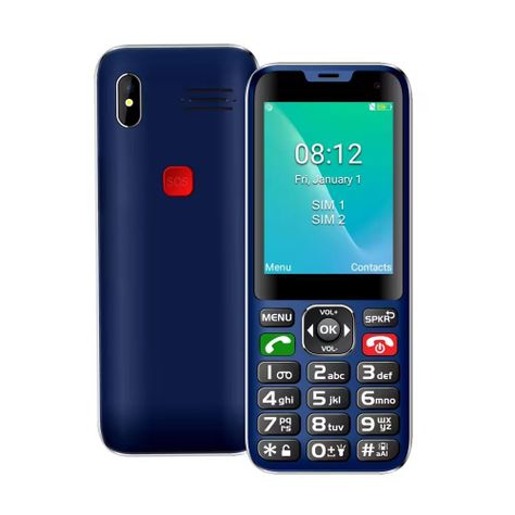 Teléfono celular Senior Adulto Mayor 4G, Dual SIM, SOS, Azul-0